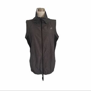 Lorna Jane Dark Gray Zip-Up Drawstring Vest w/Black Mesh Inserts/EUC/est sz M/LG
